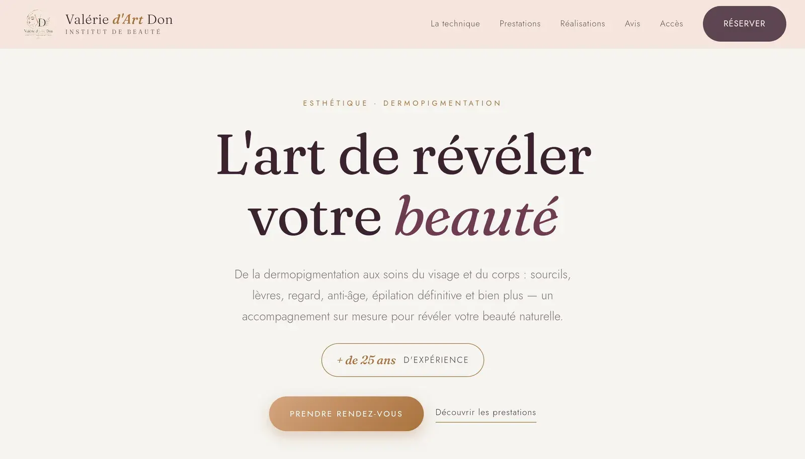 Valérie d’Art Don website on desktop